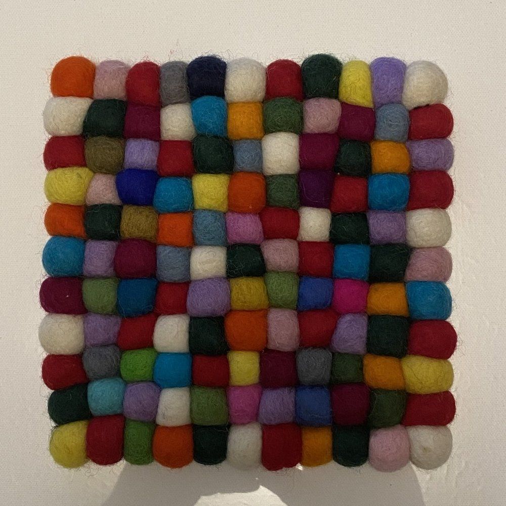Colorful Durable felt balls Trivet Pot Mat - square